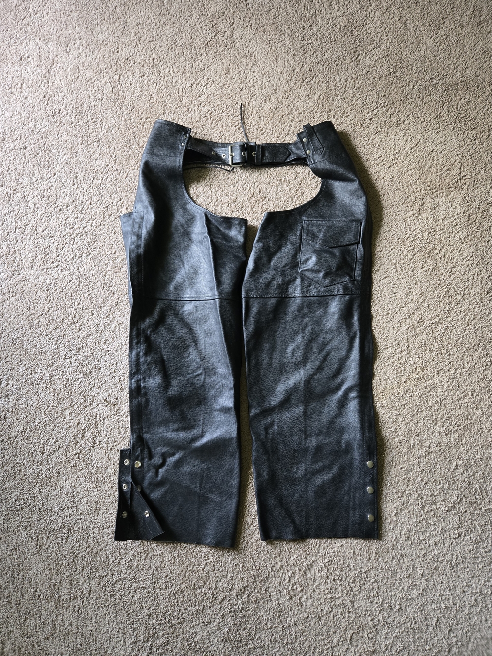 Genuine Leather Motorcycle Chaps XL - Black EUC